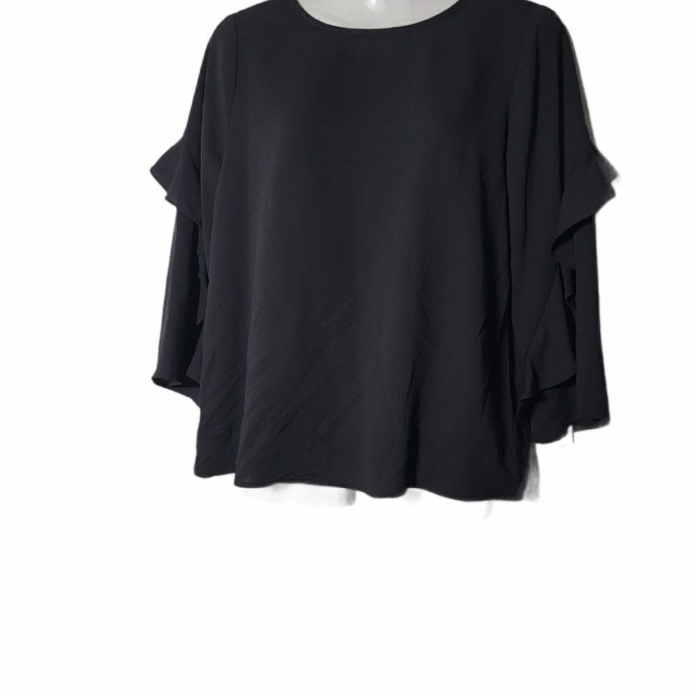 Alfani Womens Black Back Zip Blouse Top Size PP